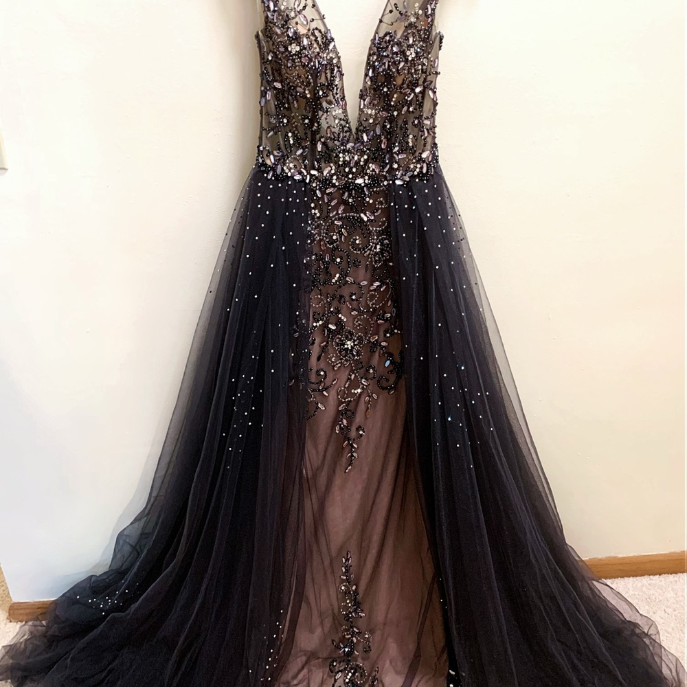 Jovani Pageant and Prom Navy Overskirt Dress